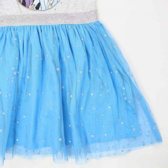 Disney Frozen Παιδικό Φόρεμα Καλοκαιρινό Βαμβακερό Κοντομάνικο 299 Γκρι
