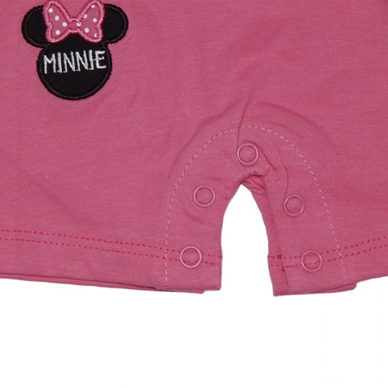 Disney Minnie Mouse Βρεφικό Φορμάκι Βαμβακερό Κοντομάνικο Κορίτσι, 274 Ροζ