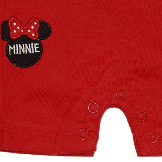 Disney Minnie Mouse Βρεφικό Βαμβακερό Φορμάκι Κοντομάνικο Κορίτσι, 275 Κόκκινο
