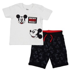 Disney Mickey Παιδικό Σετ με Σορτς Καλοκαιρινό Για Αγόρι 617 Λευκό