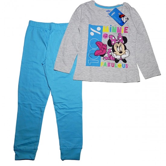 Disney Minnie Παιδικές Πιτζάμες Χειμερινές Βαμβακερές Κορίτσι 368-3 Γκρι