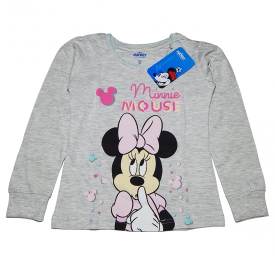 Disney Παιδικές Πιτζάμες Χειμερινές Κορίτσι Βαμβακερές Minnie Mouse 061 Γκρι
